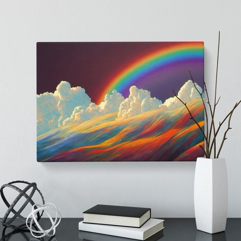 XXX-H1022-WF-7323X Rainbow Through The Clouds Vol.4 - Wrapped Canvas Painting, 35cm H x 50cm W x 3cm D