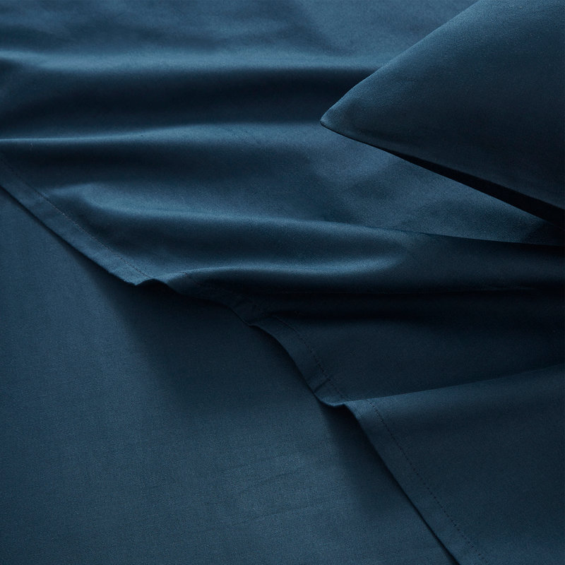 Ensemble de draps pour chambre d'amis 4 pièces 100% coton, Ensemble de draps pour très grand lit + un drap-h, Bleuet