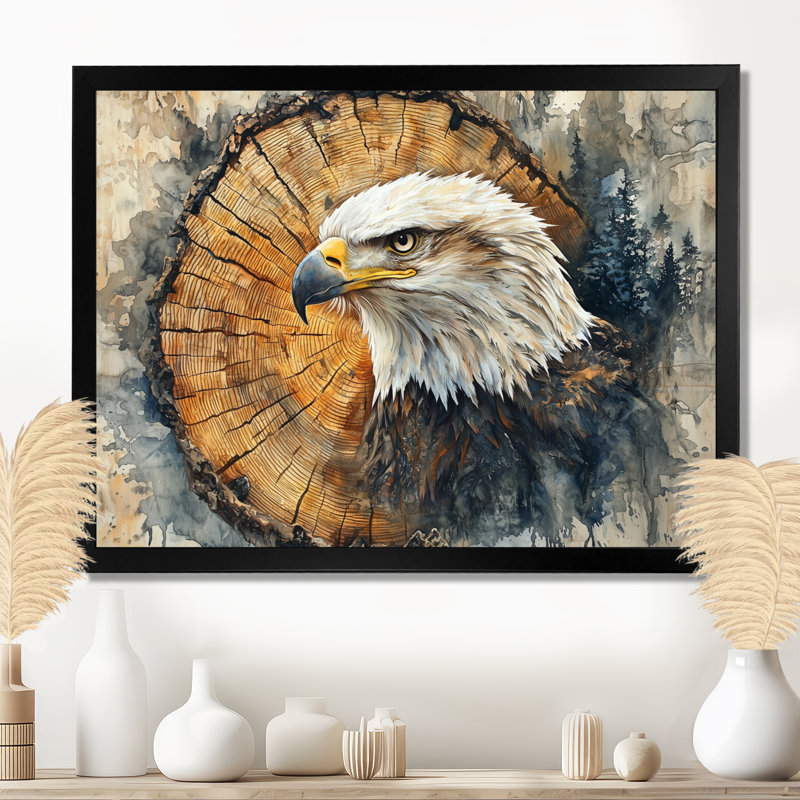 «Goeman Large Eagle The Soaring Sentinel I», art mural Aigle, Reproduction encadrée d'une seule photo, Noir