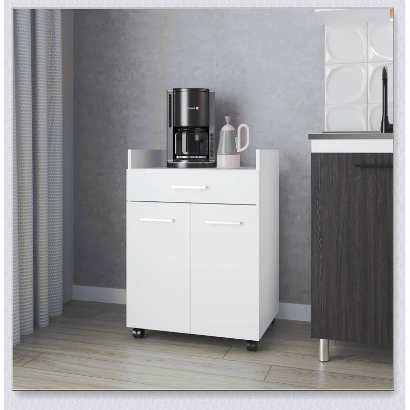 Chariot de cuisine Burnside avec 2 portes et 1 tiroir, conception élégante pour le rangement et la mobilité, parfait pour les cuisines modernes