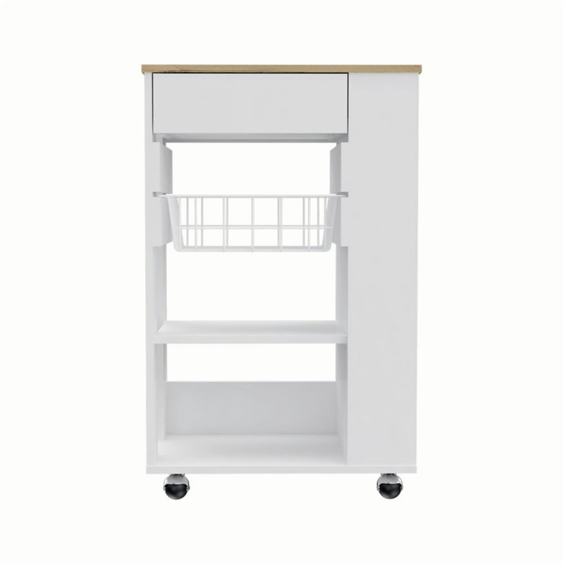 Versatile Mobile Kitchen Cart with Abundant Storage for Efficient Cooking, White