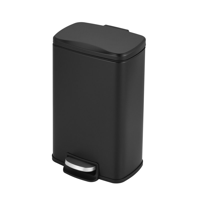 Poubelle à pédale en acier 1,3 gallon, Noir