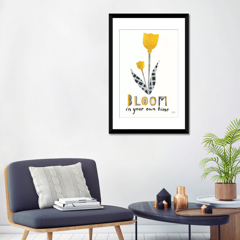 « fleuri boldly iv », impression sur toile tendue, Papier avec cadre noir, Blanc, H 32 po x l 24 po x P 1 po