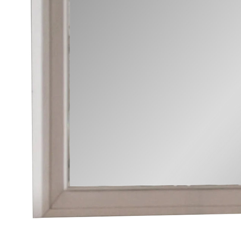 Miroir de commode Nitz, verre biseauté, cadre en bois massif blanc, 36 x 40, Blanc