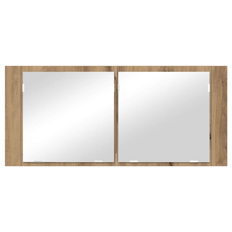 LED Bathroom Mirror Cabinet Washroom Mirror Storage Cupboard Organiser, Artisan Oak