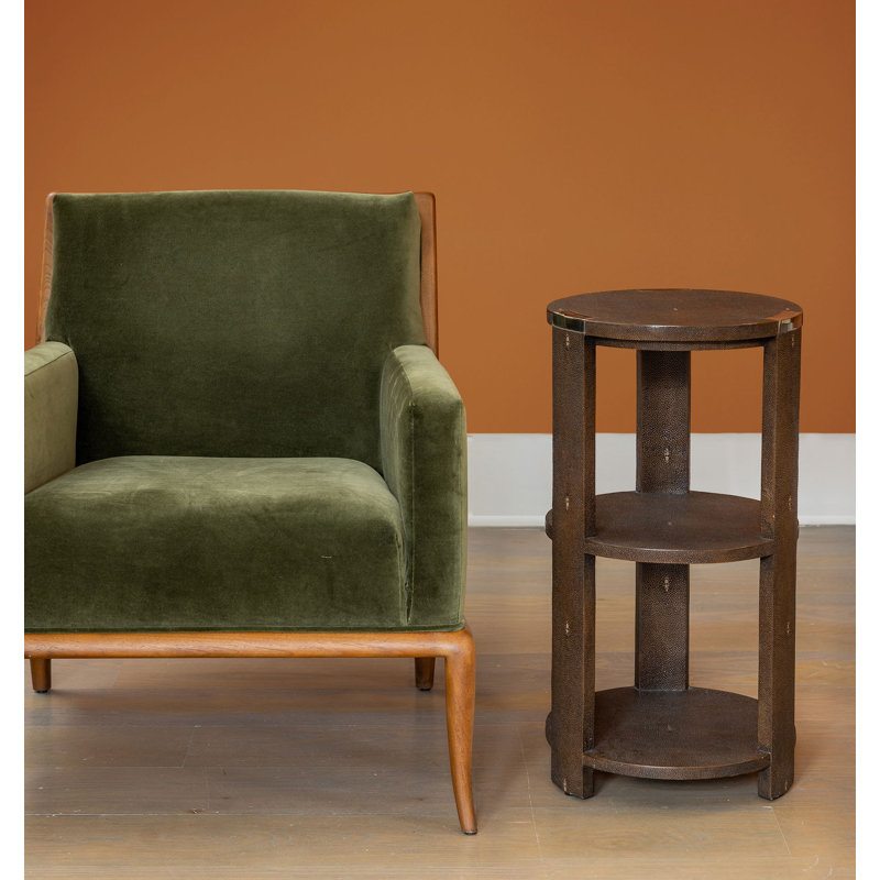 Tribeca Side Table - Three Tier 14', 26" H x 14" W x 14" D, Chocolate Shagreen