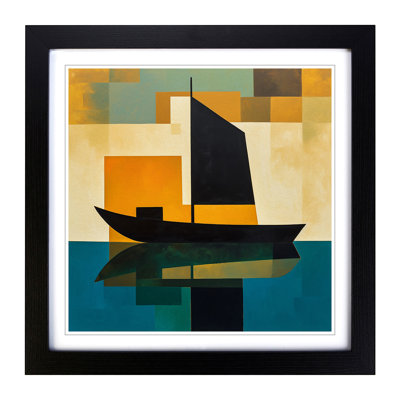 Boat on a Lake Suprematism - Framed Print