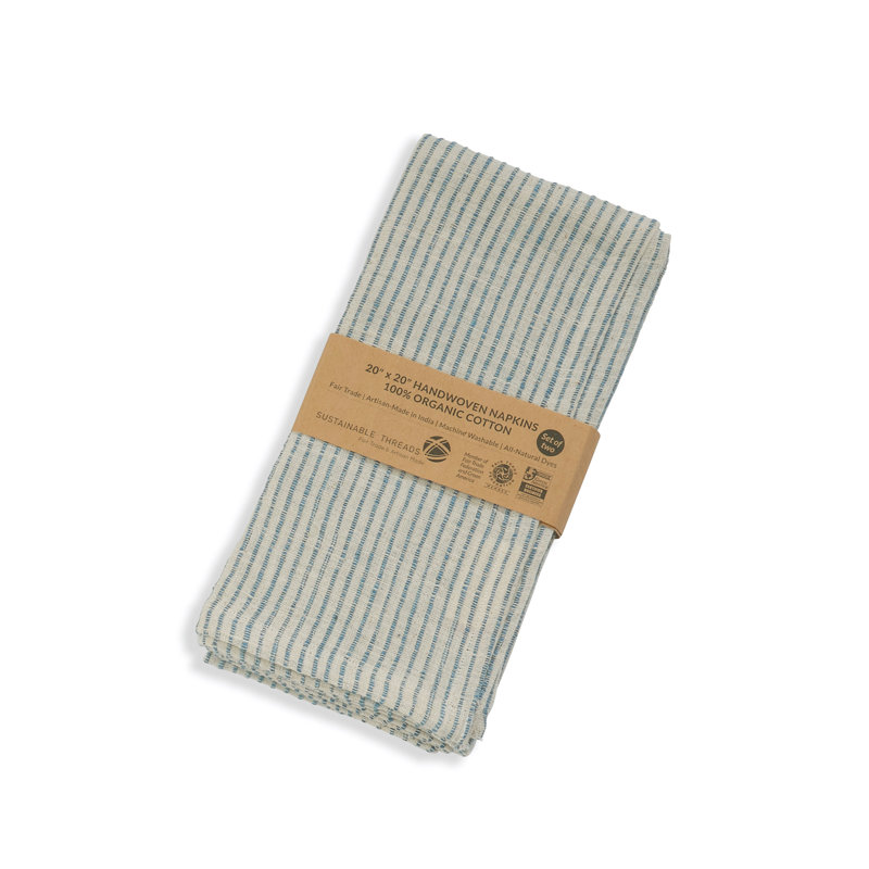 Serviettes de table en coton faites à la main On durable par 20 fils par 20 fils, bleu