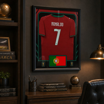Cristiano Ronaldo encadré 25,75 x 33,75 Coupe du monde de football 2026, Portugal, domicile officiel, réplique du puma