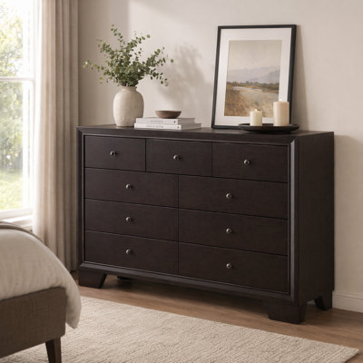 Commode espresso avec pieds en bois