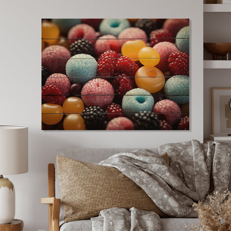 Impression de bonbons colorés Pop Art I sur bois, H 24 po x l 32 po x P 0,78 po