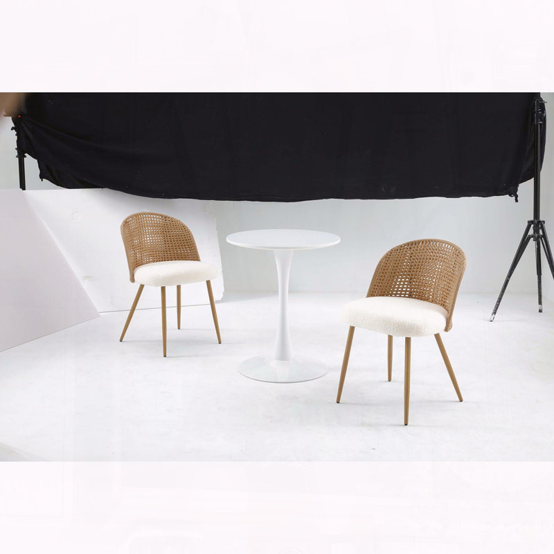 24" White Round Tulip Table – Light Luxury with Metal Pedestal, Small Space, White