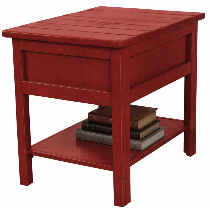 Table de bout rustique Canales, Rouge rustique