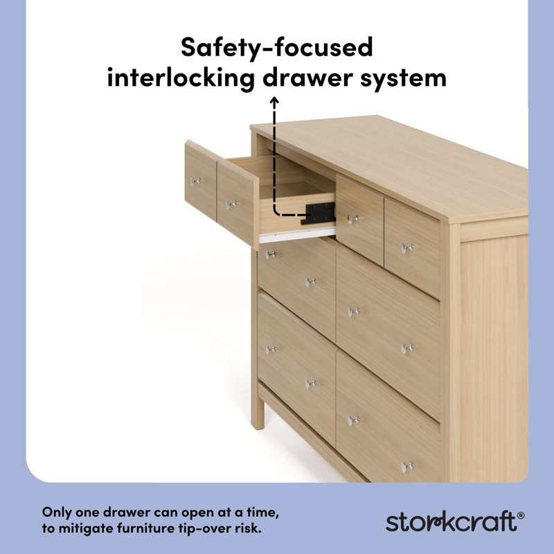 Horizon 6 Drawer Double Dresser, Driftwood