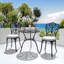 Ensemble bistro d'extérieur 3 pièces avec coussins épais de 1,4 po, table ronde ronde en fonte d'aluminium de 24 po avec trou pour parasol et chaises de patio, noir et gris