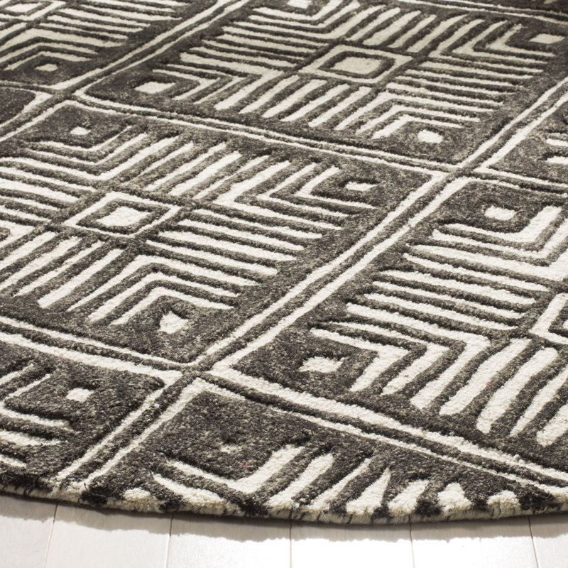 Oldroyd Handmade Tufted Wool Ivory Area Rug, Round 6'
