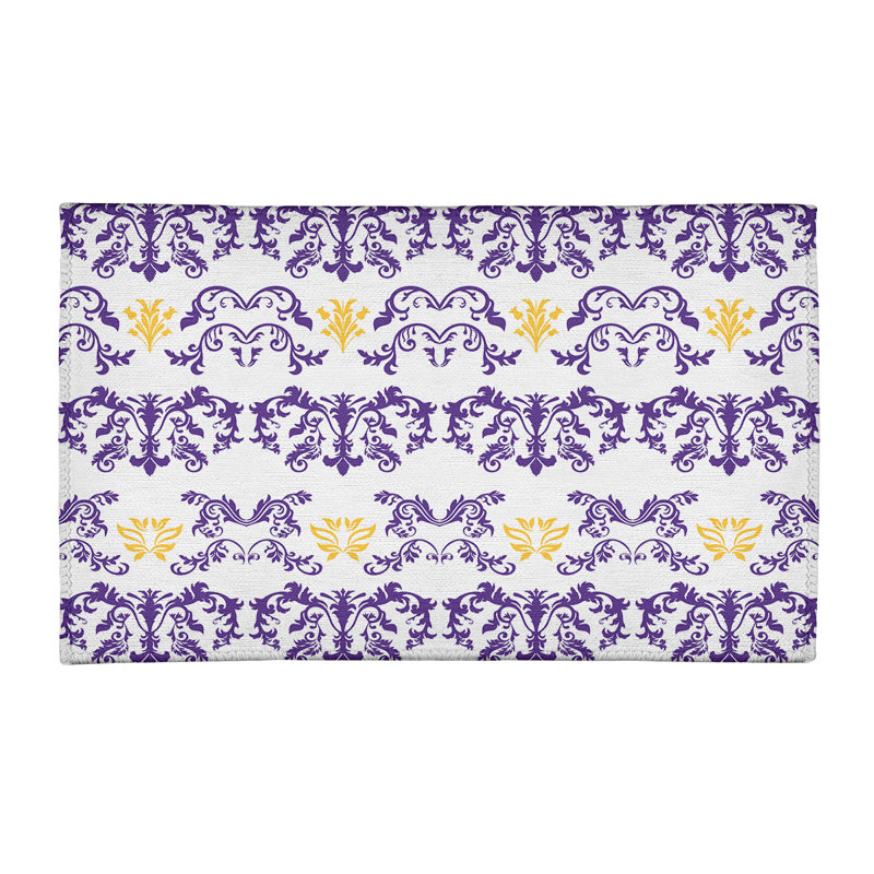 Tapis damassé blanc / mauve, Rectangle 4 pi x 6 pi