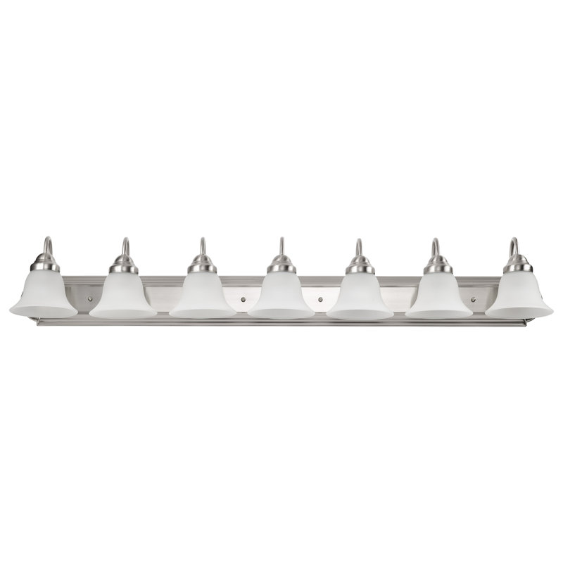 Éclairage de salle de bain à intensité variable 7 lumières Turcotte, 100 W (non incluse), Nickel brossé, Blanc givré