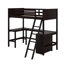 Lit mezzanine simple en bois avec tablettes et bureau-746841462