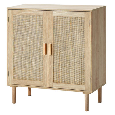 Rattan Cabinet, Rattan Storage Cabinet 31.5Inch With 2 Magnetic Doors And Adjustable Shelves, Sideboard Buffet Cabinet For Hallway, Entryway, Living Room, Or Kitchen, Natural