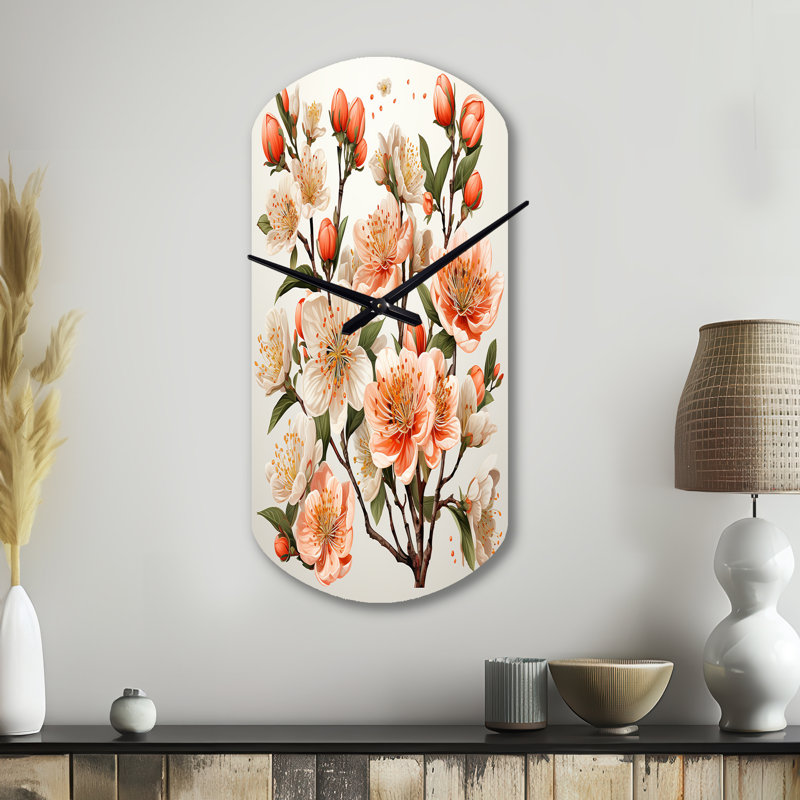Horloge murale Peach Blossom Bliss IV, Grand