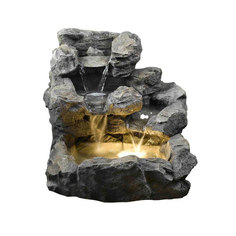 Osteen Hand Crafted Weather Resistant Floor Fountain with Light