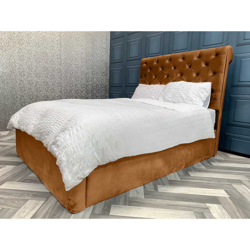 Ozment Upholstered Bed, Single (3'), Burnt Orange