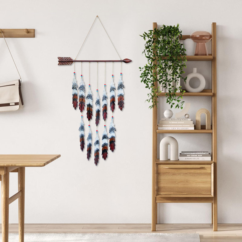 Art mural en métal flèche et plume, décor de style amérindien, flèche, décor occidental, carillons de vent, cadeau de l'Action de grâce