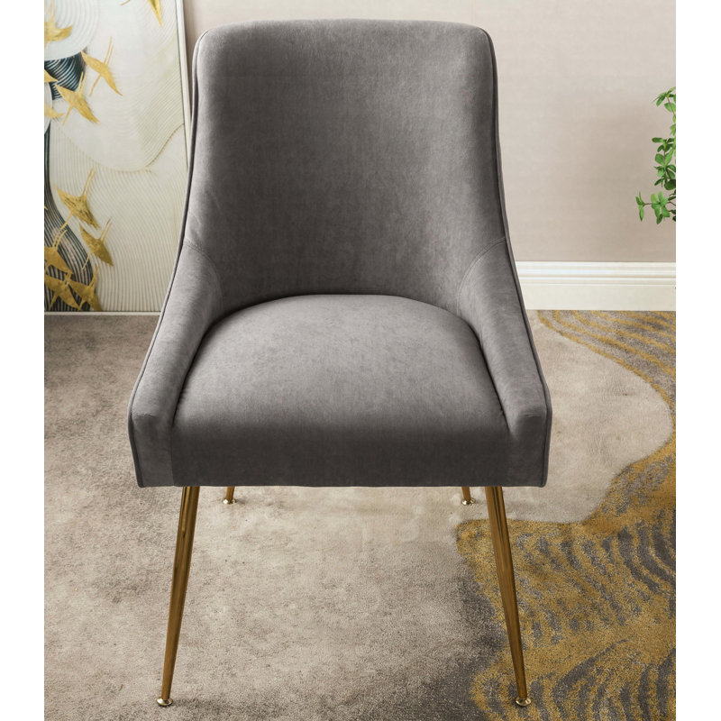 Chaise de salle à manger en velours, Gris