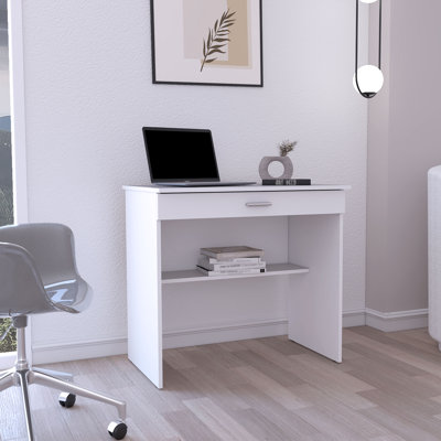 Bureau d'écriture, poste de travail compact avec tiroir et tablette inférieure
