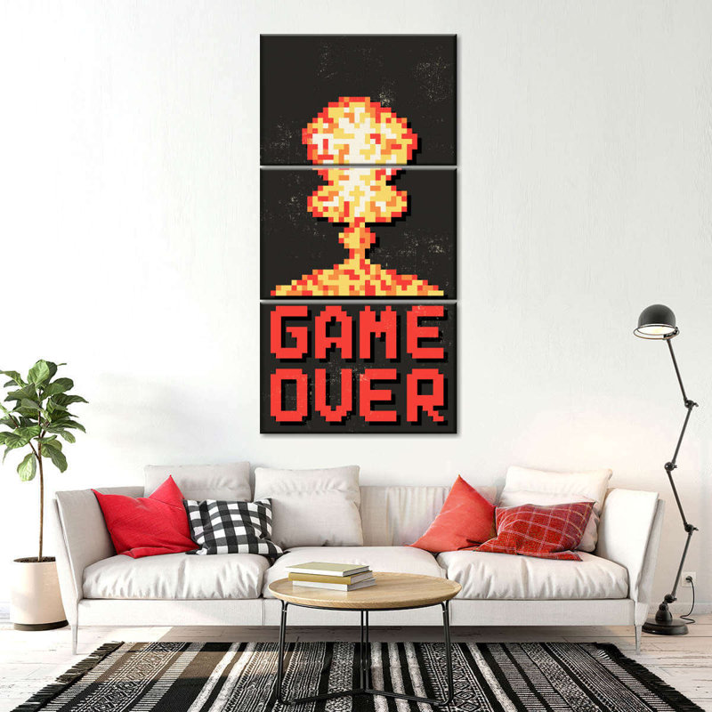 " Video Game Over Multi Piece Canvas Print " by Logic Nerds 3 - Pieces, 27" H x 12" W x 1" D