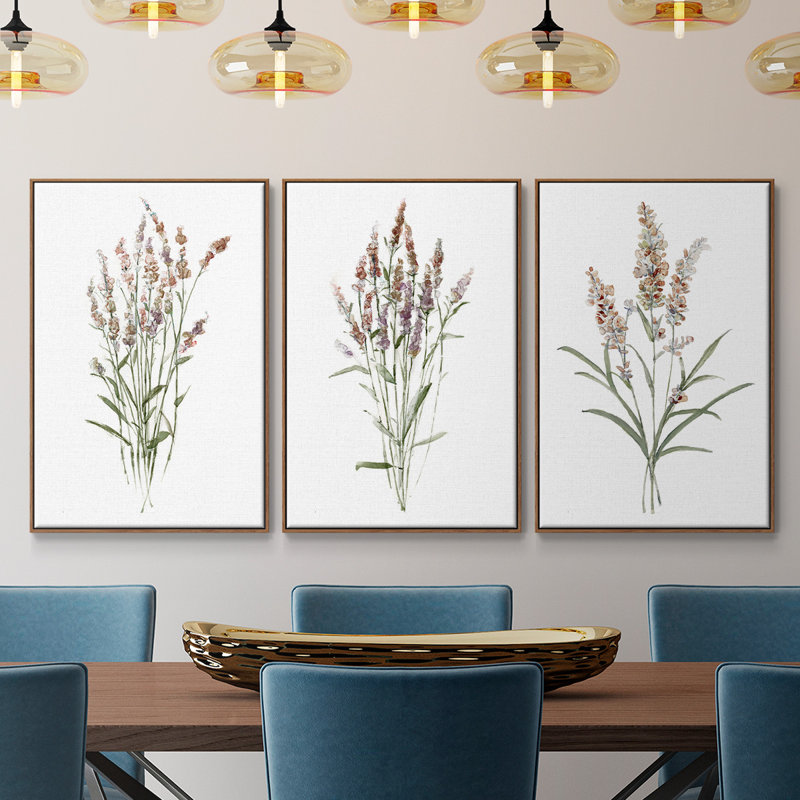"Dicat Botanical I", reproduction sur toile 3 pièces, H 24 po x l 48 po x P 2 po, Noyer