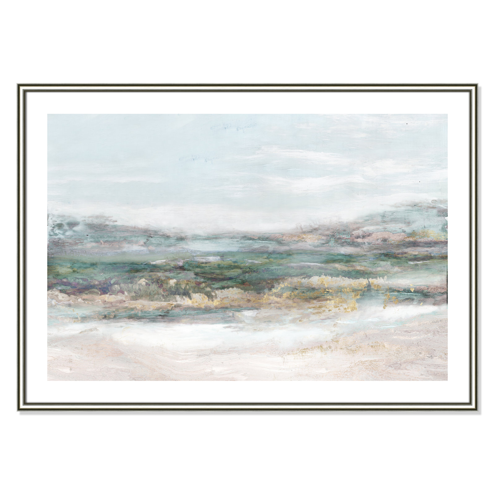 Dazzling by Matina Theodosiou - Painting Print on Canvas, White, Silver Framed Paper, 29.5" H x 41.5" W x 0.875" D