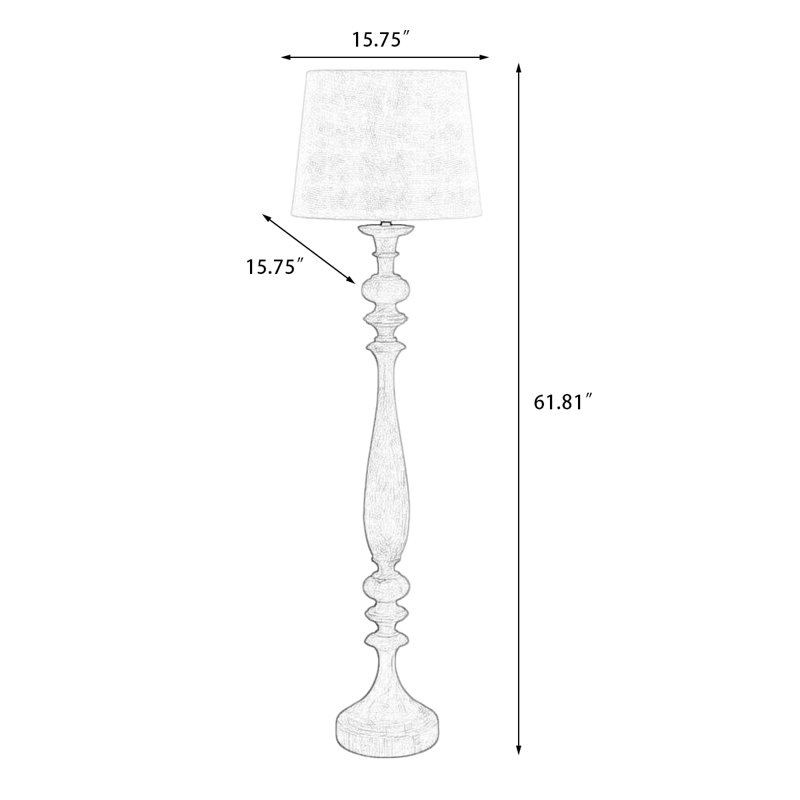 White+Light-brown Linen+Solid Wood Free Form Floor Lamps