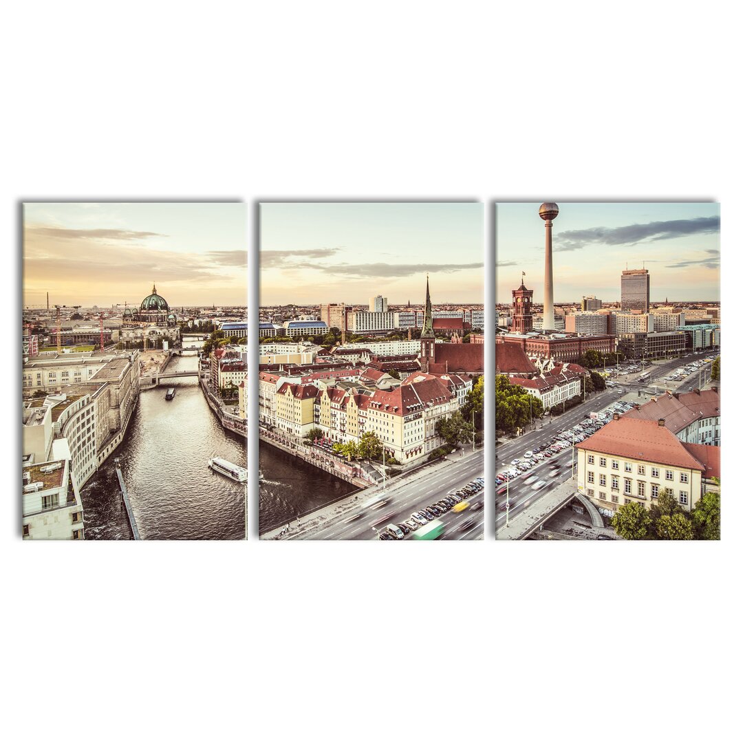 3-tlg. Leinwandbilder-Set Berlin Skyline