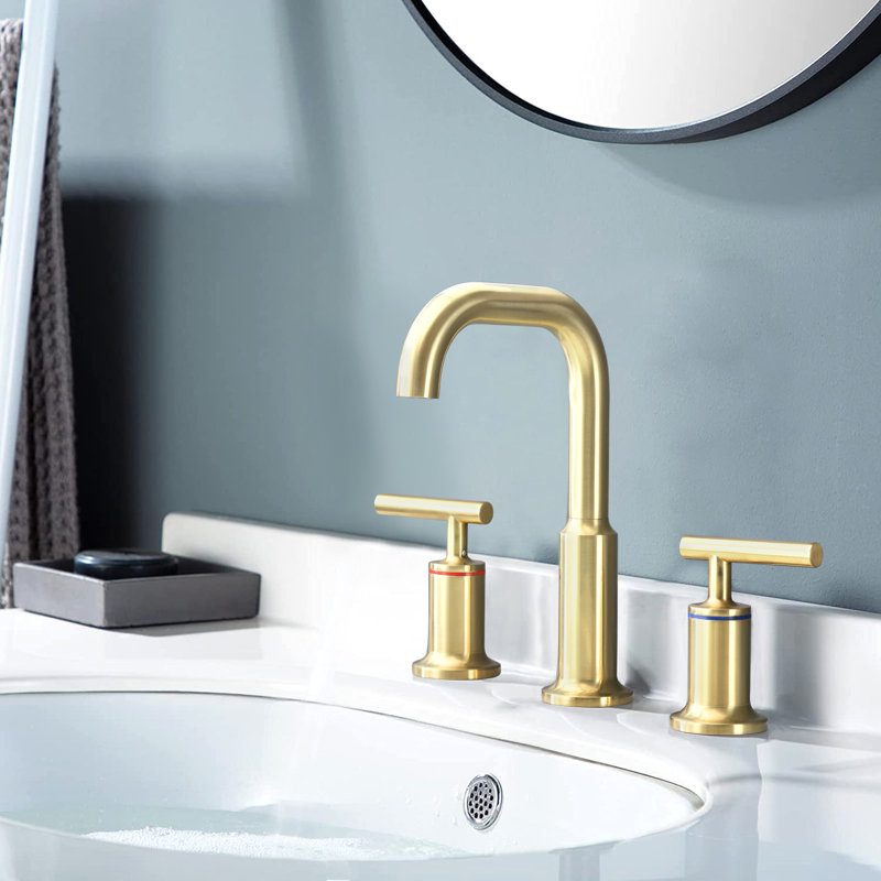 Widespread 2-handle Bathroom Faucet, Brushed Gold