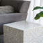 14x14x18" Square Accent Stool with White Capiz Shell Finish and Gold Pedestal Base