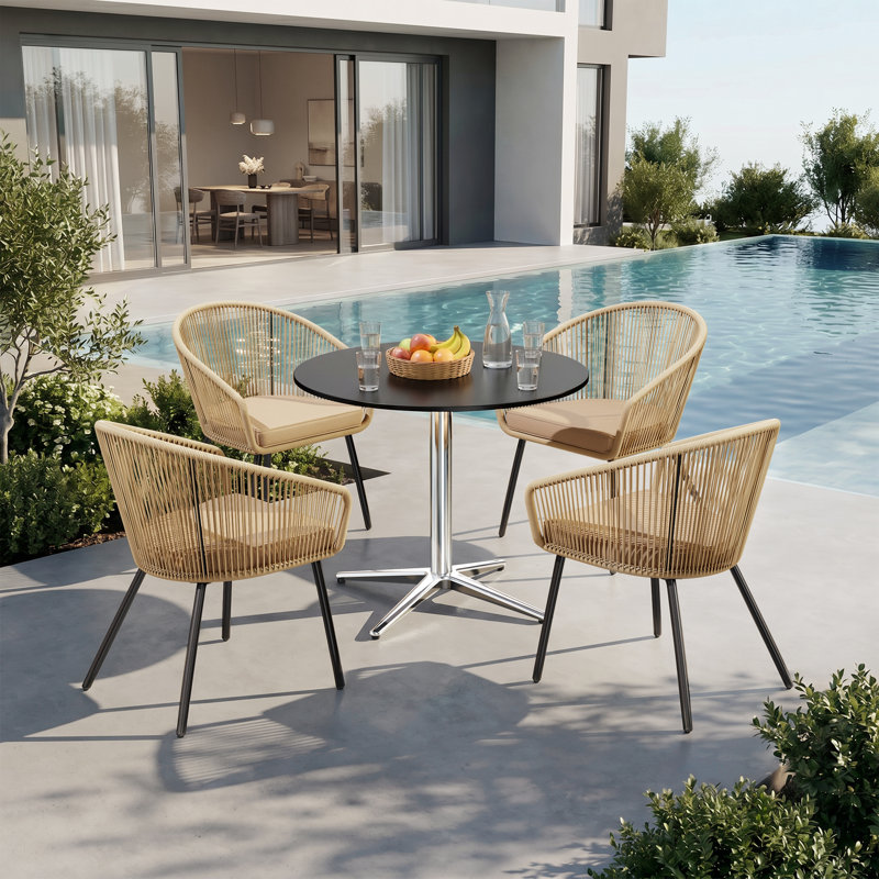 Metal Patio Dining Set With Rectangular Table, 2