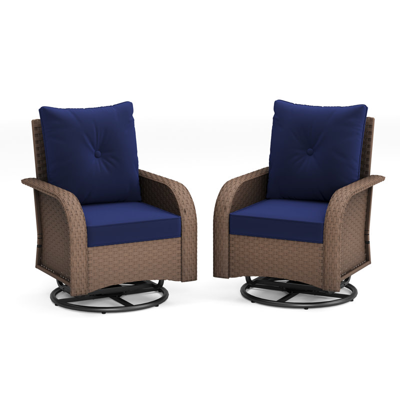 Chaise de patio pivotante à dossier haut en osier toutes saisons avec coussins All Weather