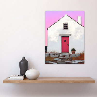 Scottish Bothy Cottage With Front Door Wall Art Print