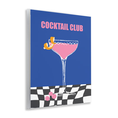  «Cocktail Club on Chequered», art mural sur bois par House of Lulu