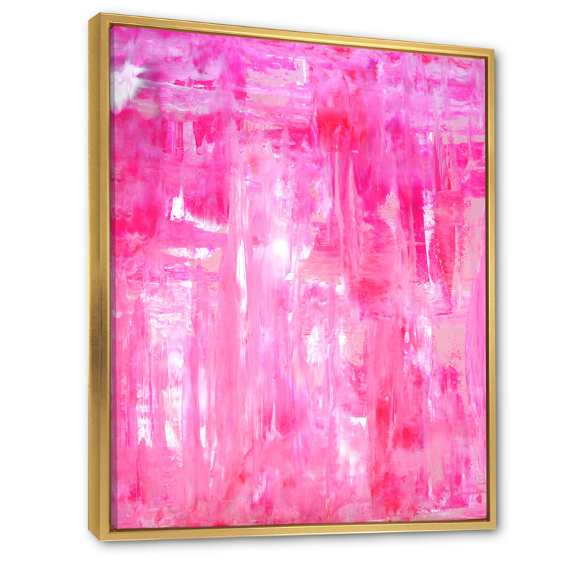 Reproduction d'art moderne sur toile rose, art abstrait VII, H 36 po x l 24 po x P 1 po, Toile avec cadre flottant or