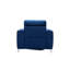 Chaise d'appoint bleue avec pieds en métal et garnitures chromées