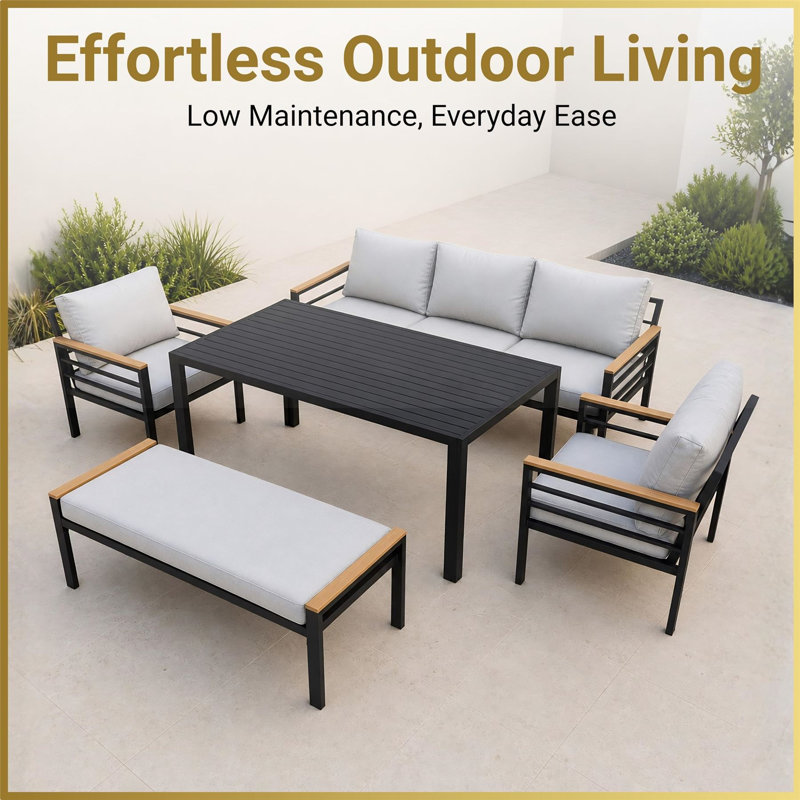 0cm Wide Straight Patio Sofa with Cushions