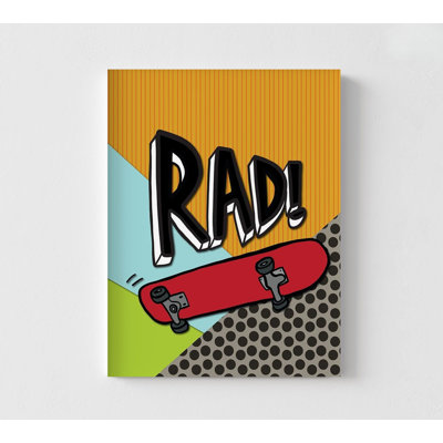 Reproduction d'affiche de planche à roulettes pour enfants, décor de planche à roulettes encadré Rad, art rétro de planche à roulettes, art rétro d'enfant cool, idée de remodelage de sous-sol