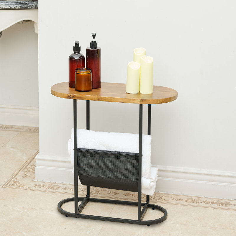 Table de bout avec rangement en bois massif Steriana