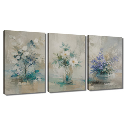 3 panneaux muraux, reproduction d'art sur toile neutre