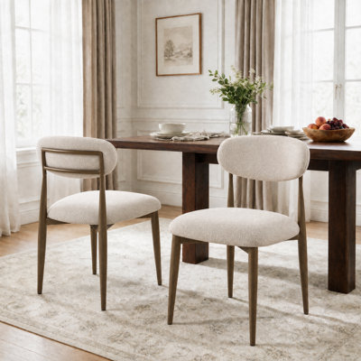 Modern Upholstered Dining Chair with Curved Back and Metal Legs （set of 2）
