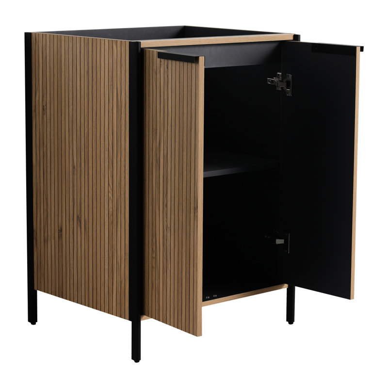 Modern 24" Bathroom Vanity - Coffee Plywood, Spacious Locker Ample Space Utilization, 24"