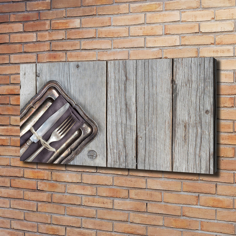 Cutlery On Boards - Wrapped Canvas Print